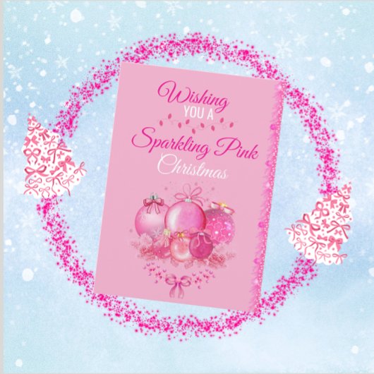 Funkelnde rosa Weihnachtskarte Feiertagskarte
