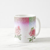 Funkelnde Rose und Schmetterling Kaffeetasse (VorderseiteRechts)