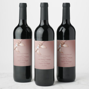 Funkelnde & Roségold Glamour Geburtstagsfeier Weinetikett