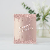 Funkelnde Roségold-Glitter-Geburtstagskarten Postkarte (Stehend Vorderseite)