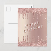 Funkelnde Roségold-Glitter-Geburtstagskarten Postkarte (Vorne/Hinten)