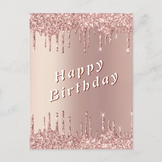 Funkelnde Roségold-Glitter-Geburtstagskarten Postkarte (Vorderseite)