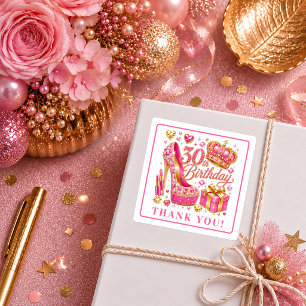 Funkelnde Roségold-Konfetti 30. Geburtstag-Aufkleb Quadratischer Aufkleber