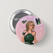 Funkelnde Schmetterlingsfee Fantasy-Kunst Button (Vorne & Hinten)