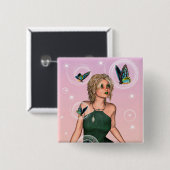 Funkelnde Schmetterlingsfee Fantasy-Kunst Button (Vorne & Hinten)