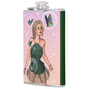 Funkelnde Schmetterlingsfee Fantasy-Kunst Flachmann