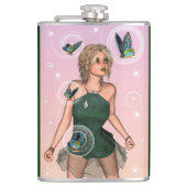 Funkelnde Schmetterlingsfee Fantasy-Kunst Flachmann (Vorderseite)