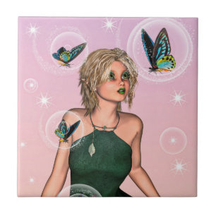 Funkelnde Schmetterlingsfee Fantasy-Kunst Fliese