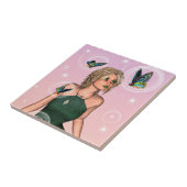 Funkelnde Schmetterlingsfee Fantasy-Kunst Fliese (Seite)