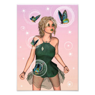 Funkelnde Schmetterlingsfee Fantasy-Kunst Fotodruck