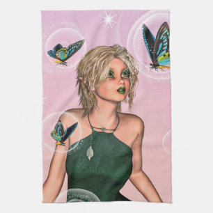 Funkelnde Schmetterlingsfee Fantasy-Kunst Geschirrtuch