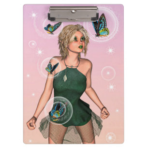 Funkelnde Schmetterlingsfee Fantasy-Kunst Klemmbrett