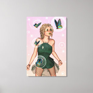 Funkelnde Schmetterlingsfee Fantasy-Kunst Leinwanddruck