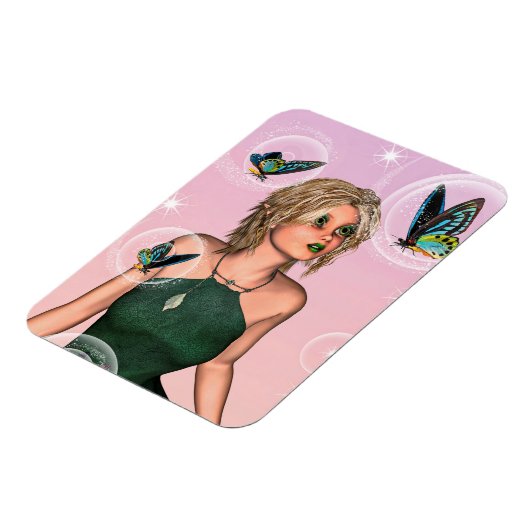 Funkelnde Schmetterlingsfee Fantasy-Kunst Magnet (Linke Seite)