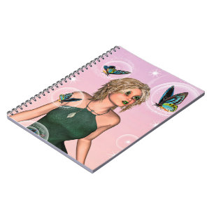 Funkelnde Schmetterlingsfee Fantasy-Kunst Notizblock