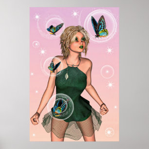 Funkelnde Schmetterlingsfee Fantasy-Kunst Poster