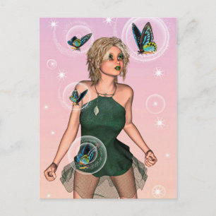 Funkelnde Schmetterlingsfee Fantasy-Kunst Postkarte