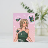 Funkelnde Schmetterlingsfee Fantasy-Kunst Postkarte (Stehend Vorderseite)