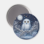 Funkelnde Schneeeule Magnet (Vorderseite/Rückseite)