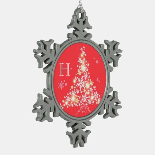 Funkelnde Schneeflocken Zinn-Ornament (Links)