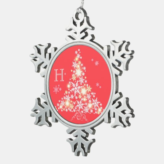 Funkelnde Schneeflocken Zinn-Ornament (Rechts)