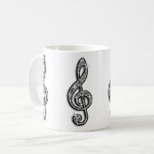 Funkelnde schwarze Musiknote Kaffeetasse (Vorderseite Links)