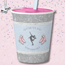 Funkelnde Silber Eisläuferin zum Geburtstag in Eis