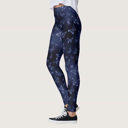 Funkelnde Silber Glam Schmetterlinge Leggings (Links)