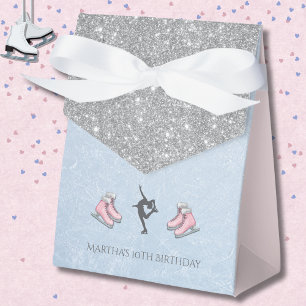 Funkelnde Silber Glitter Figur Eisläufer Geburtsta Geschenkschachtel