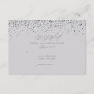 Funkelnde Silberne Glitzer-Hochzeitskarten RSVP Karte