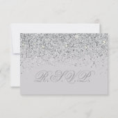 Funkelnde Silberne Glitzer-Hochzeitskarten RSVP Karte (Rückseite)