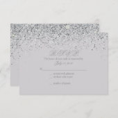Funkelnde Silberne Glitzer-Hochzeitskarten RSVP Karte (Vorne/Hinten)