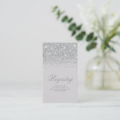 Funkelnde Silver Glitzer Wedding Registry Card Begleitkarte (Stehend Vorderseite)