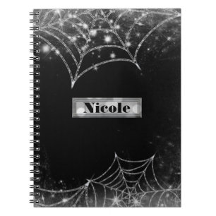 Funkelnde Spinnennetze Halloween Gothic Glamour Notizblock
