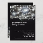 Funkelnde Sterne Partei Schwarzweiss Einladung (Vorne/Hinten)