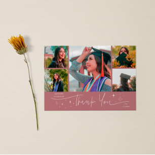 Funkelnde Sterne Rosa Abschluss Mehrfach Foto Dank Ankündigung