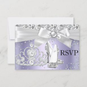 Funkelnde Tiara & Absätze Lila Sweet 16 RSVP Karte
