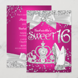 Funkelnde Tiara & Absätze Sweet 16 Einladung Hot P
