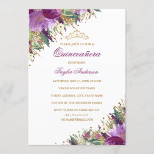 Funkelnde Tiara Amethyst Purpurfarbene Florale Qui Einladung
