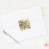 Funkelnde Tropfen Bee script Honigklee Quadratischer Aufkleber (Umschlag)