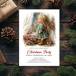 Funkelnde Weihnachtsszene Mädchen Festliche Party Einladung
