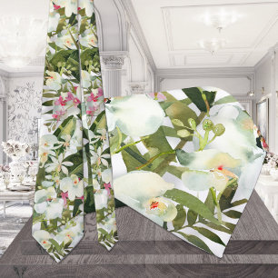 Funkelnde weiße Orchideen-Hochzeit Tropen-Halskraw Krawatte