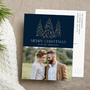 Funkelnde Winterkiefer Navy Frohe Weihnachten Foto