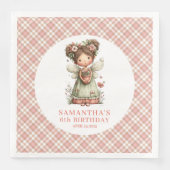 Funkelnde Wunderfee Pink Blumen 6. Geburtstag Serviette (Vorderseite)