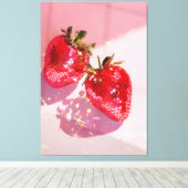 Funkelnde Zwillings-Disco-Erdbeeren Rosa Ästhetik Leinwanddruck (Insitu (Holzboden))
