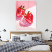 Funkelnde Zwillings-Disco-Erdbeeren Rosa Ästhetik Leinwanddruck (Insitu (Schlafzimmer))