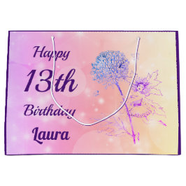 Funkelnder 13. Geburtstag der rosa Blumen-Fee Große Geschenktüte