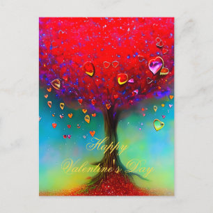 Funkelnder Baum und Herzen Valentinstag Postkarte