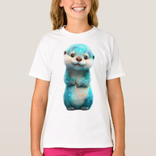 Funkelnder Blau-Galaxie-Otter Kids T-Shirt