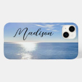 funkelnder Blue Ocean Individuelle Name Case-Mate iPhone Hülle (Rückseite (Horizontal))
